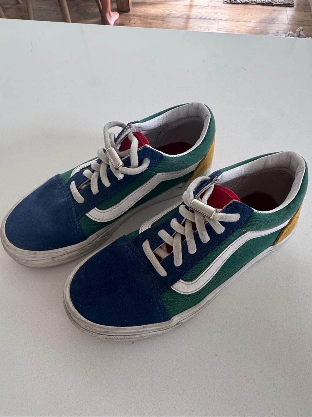 Kids VANS Multicolor No-tie Casual Sneakers - Blue & Green